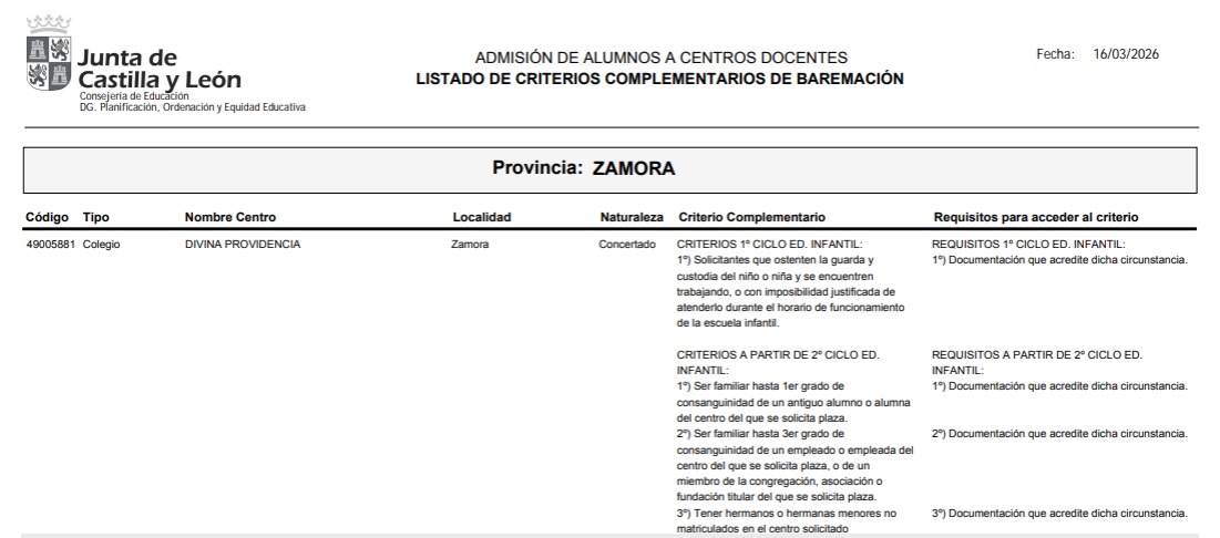 Criterios complementarios